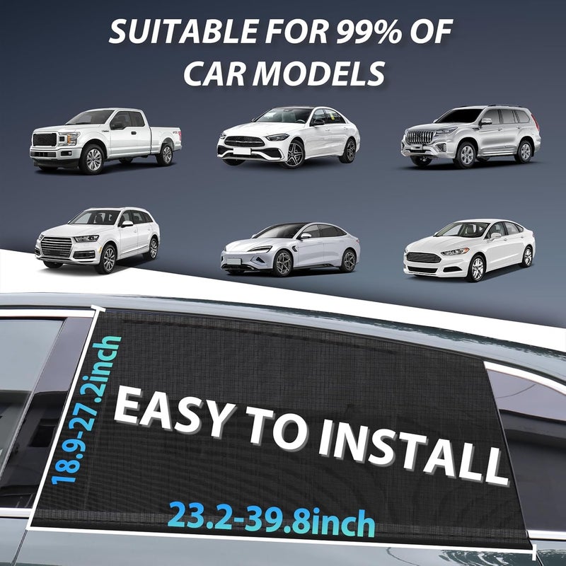 PEMOTech Car Window Shades(2 Pack)-Certified Car Side Window Sun Shades, UV Protection Breathable Spandex Baby Window Covers, Universal Fit Most (99%) of Cars, Protect Privacy for Family (27.2"x39.8") - Image 5